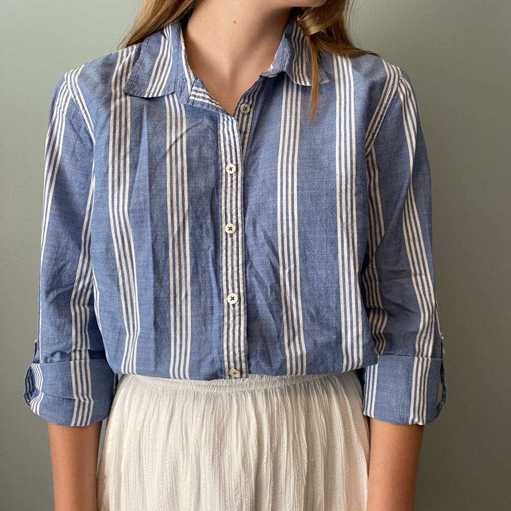 White and Denim Button Up